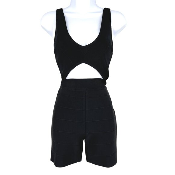 Herve Leger X Forever 21 Black Bandage Cutout Romper Size Medium - Picture 1 of 10